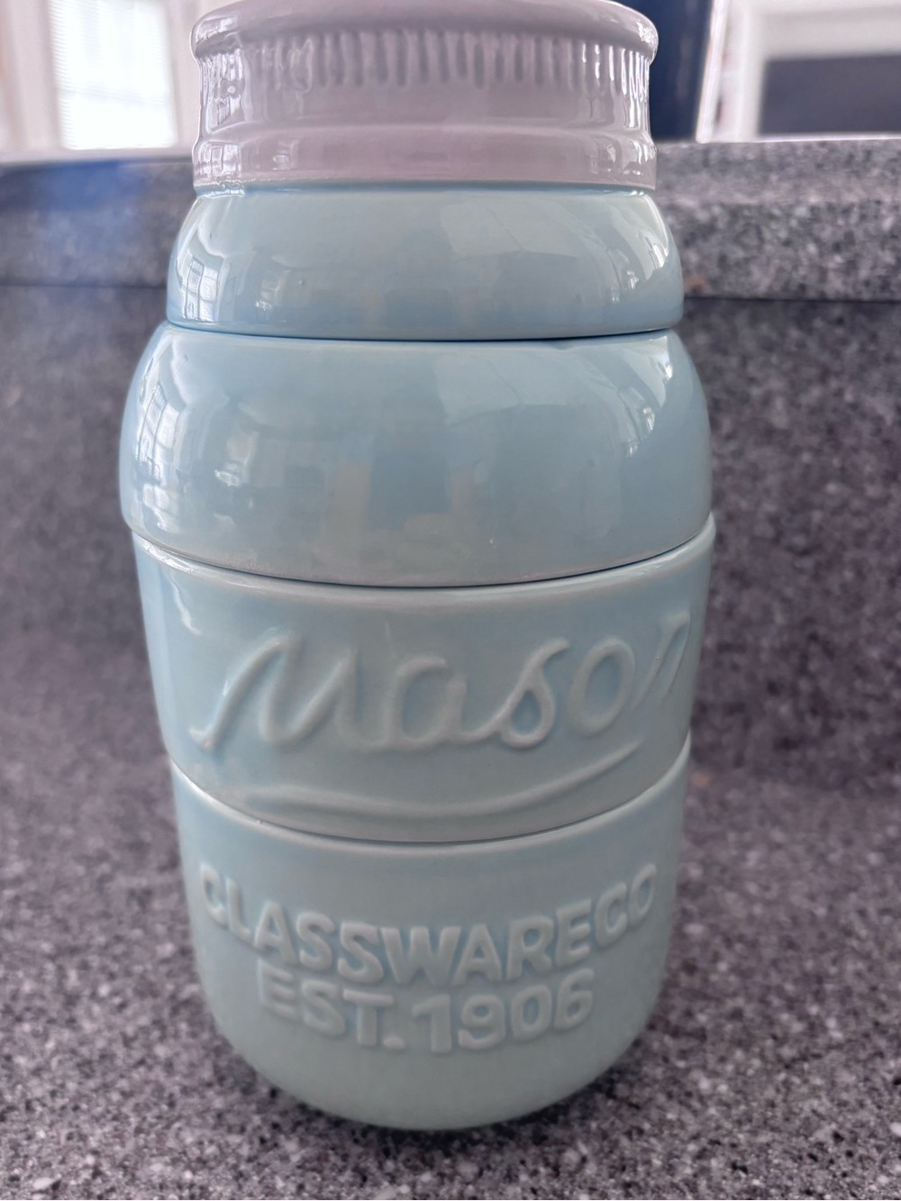 Mason Pale Blue Stacked Ceramic Measuring Cup Jar Set